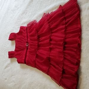 Jona Michelle Girls Teared Ruffle Tulle TuTu Dress Red Ivory Sparkle Holiday  10
